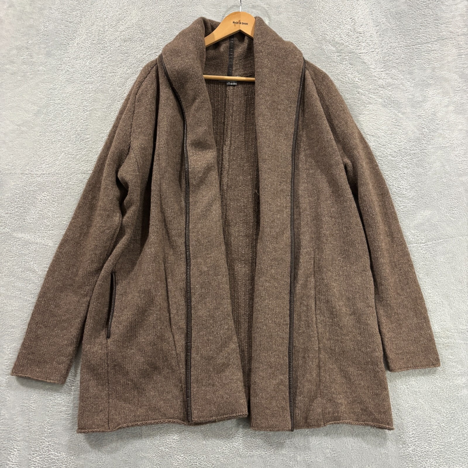 Vince Cardigan Sweater Medium Brown Open Front Yak Wool Cashmere Pockets